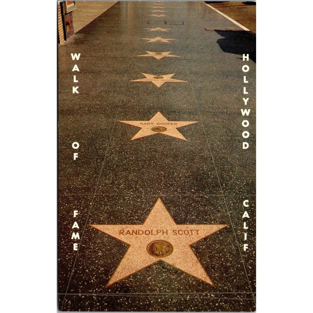The Walk of Fame  in Hollywood CA Vintage Postcard SP17-15